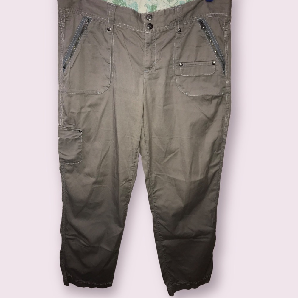 Athleta womens cotton gray cargo outdoor hiking pants size 10